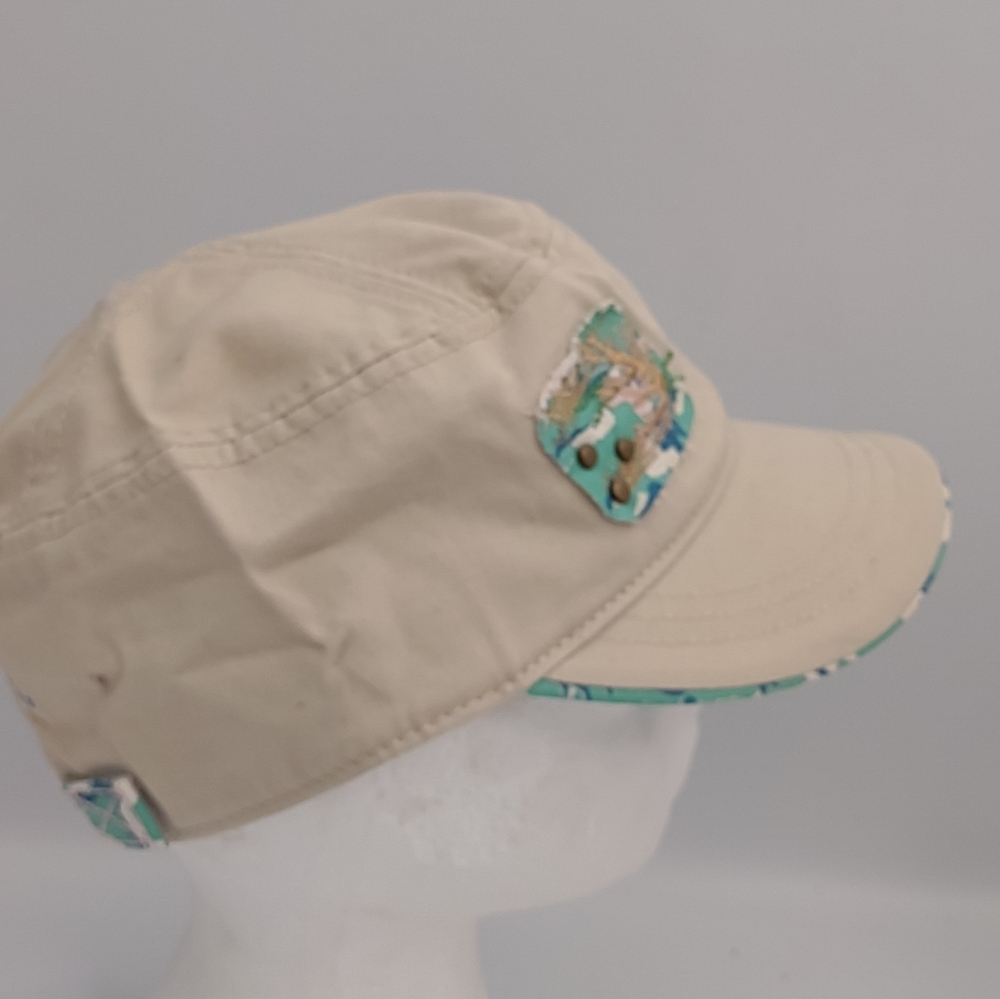 Ripley's Aquarium Adjustable Back Tan & Teal Camouflage Baseball Hat Cap NWOT